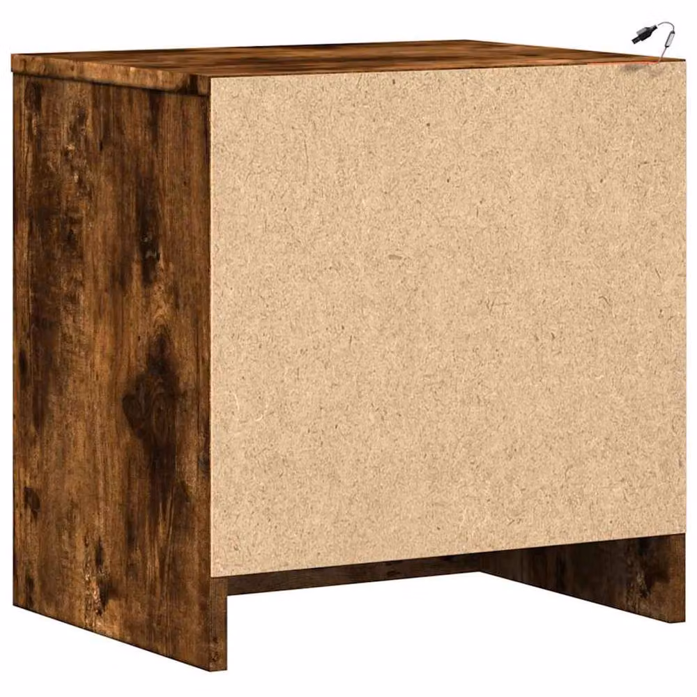 Berkfield Home Set of 2 Stylish Bedside Cabinets with Integrated LED Lights in Smoked Oak Brown – 4