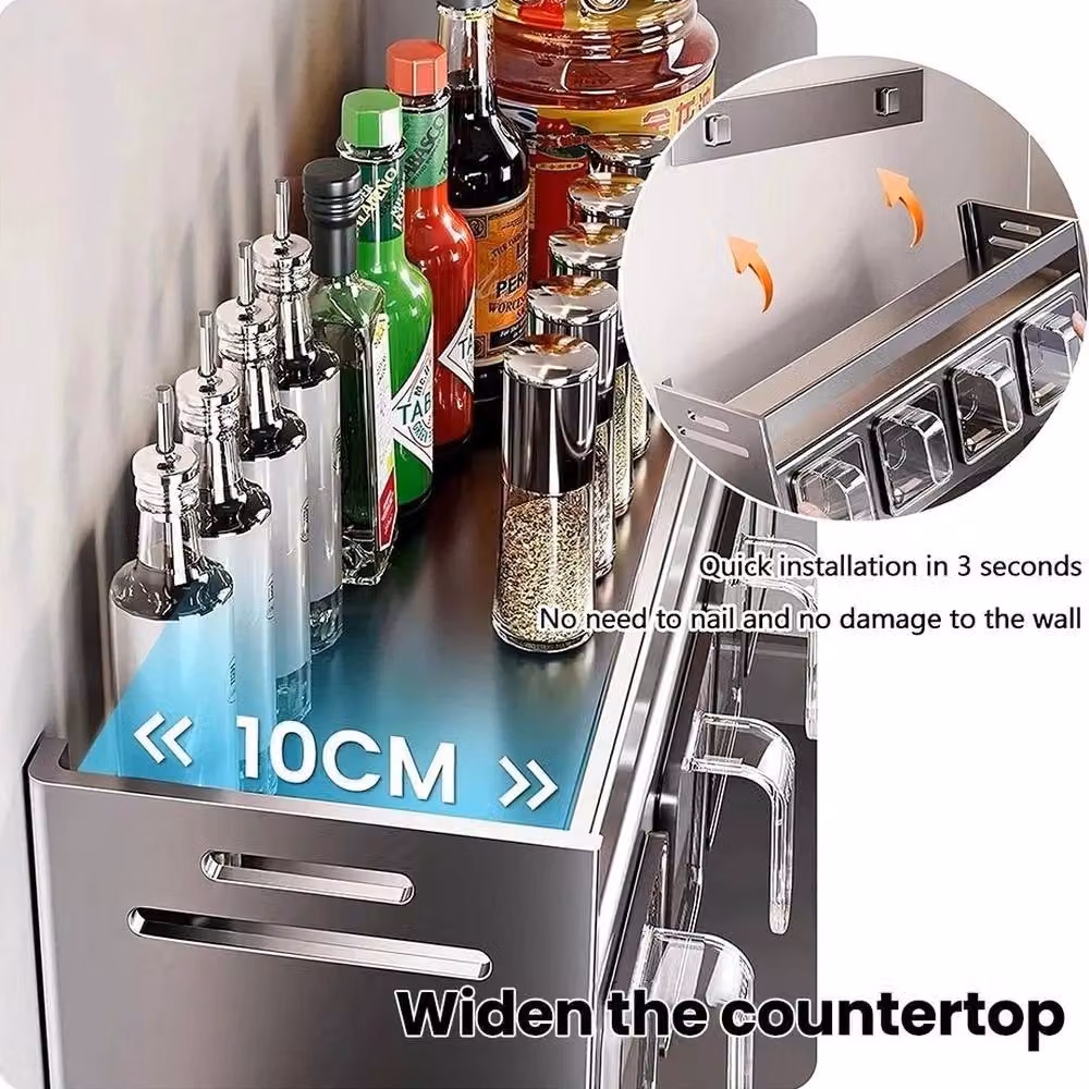 Kelvenix Grey and Transparent Spice and Herb Jar Rack Holder with Compartments – 3