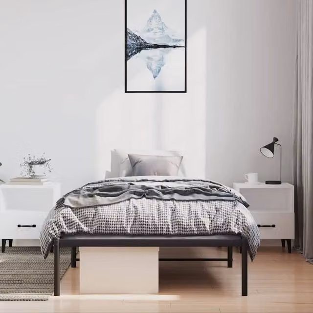 Berkfield Home Metal Bed Frame in Black, W/D/H: 100 x 190 cm – 1