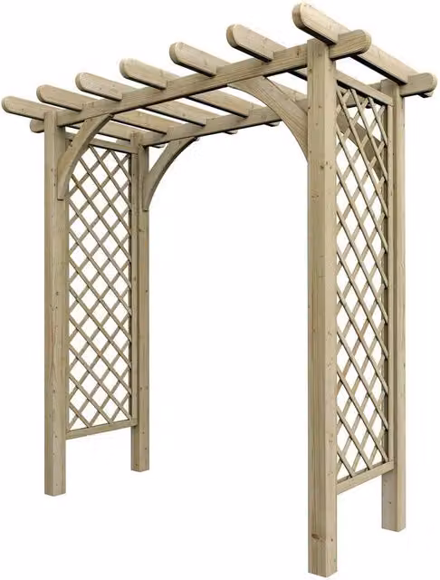 Rowlinson Cheltenham Grand Arch Timber Garden Trellis in Brown, W: 220 cm, D: 129.5 cm, H: 227 cm – 1