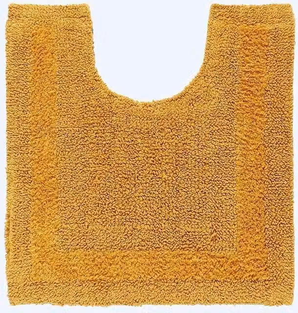 Homescapes Luxury Reversible Cotton Toilet Mat, Yellow, W/D/H: 50 x 55 x 1 cm