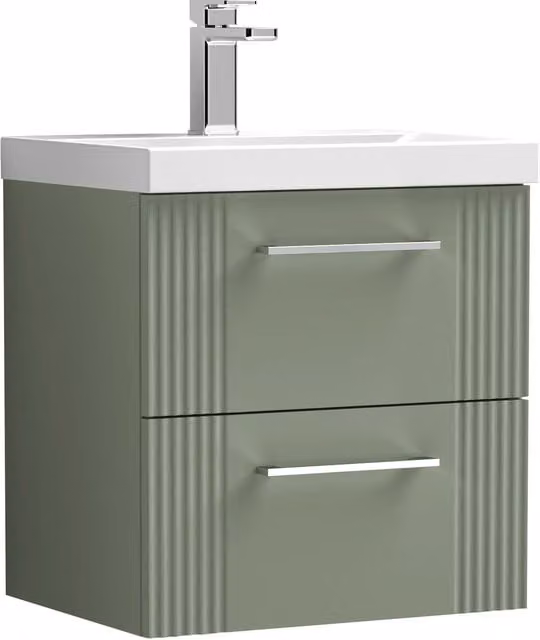 Balterley Wall Hung 2 Drawer Vanity Unit with Mid-Edge Basin, Satin Green – 1