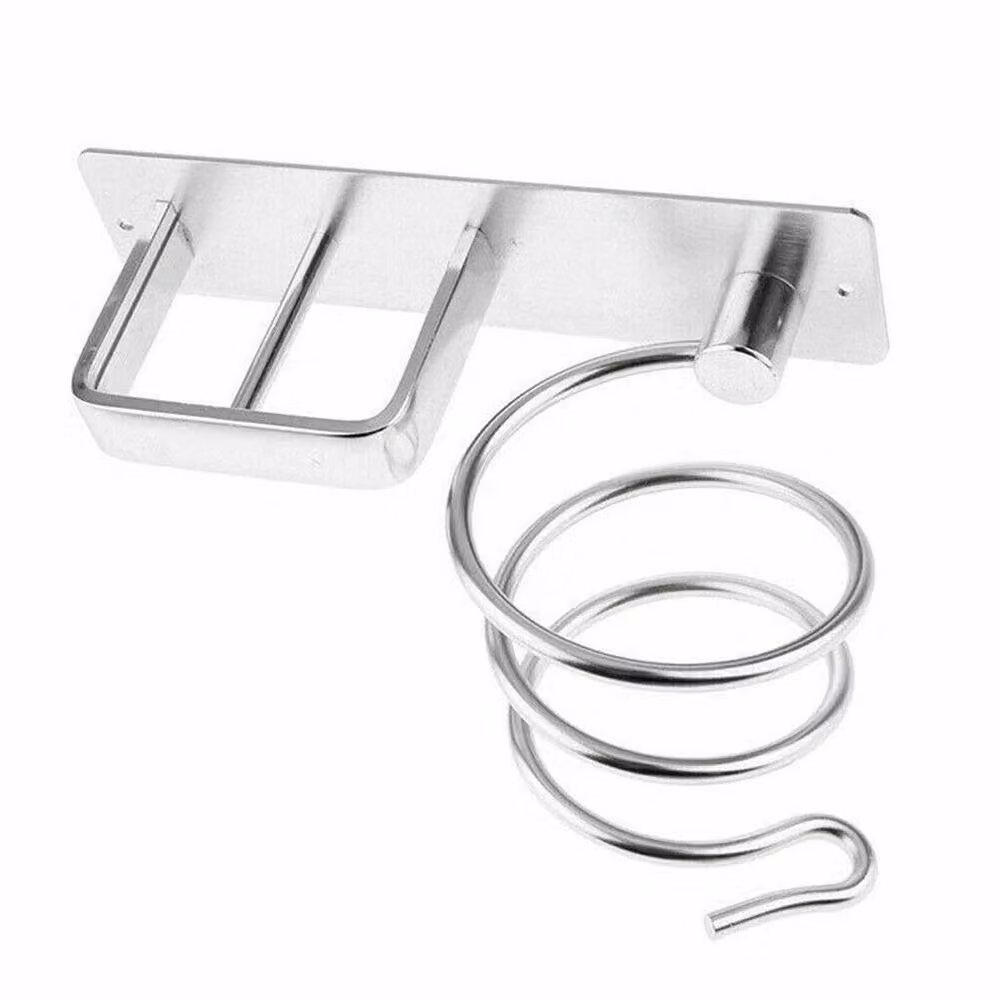 FORGEVIO Silver Metal Wall Mounted Hair Dryer and Straightener Holder, W: 180 cm, H: 180 cm – 2