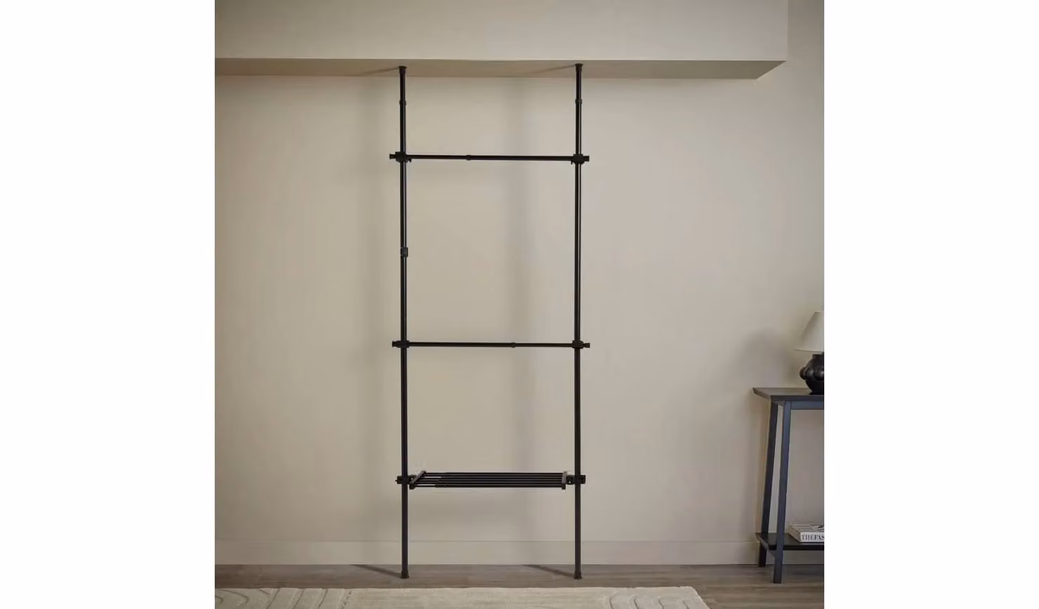 Single Adjustable Ceiling Rail in Black Steel Construction by Cheap Furniture Warehouse
