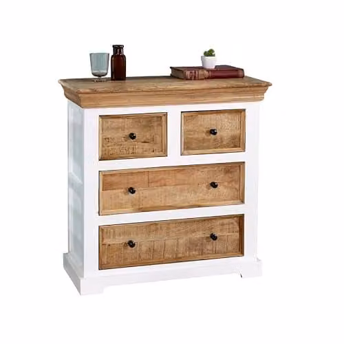 Adorable Lifestyle Alfie 4 Chest of Drawers in Brown Mango Wood W80 x D35 x H80 cm – 1