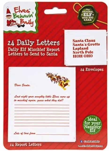 KDMD 144 Pack Daily Santa Christmas Advent Letters with Envelopes in Red