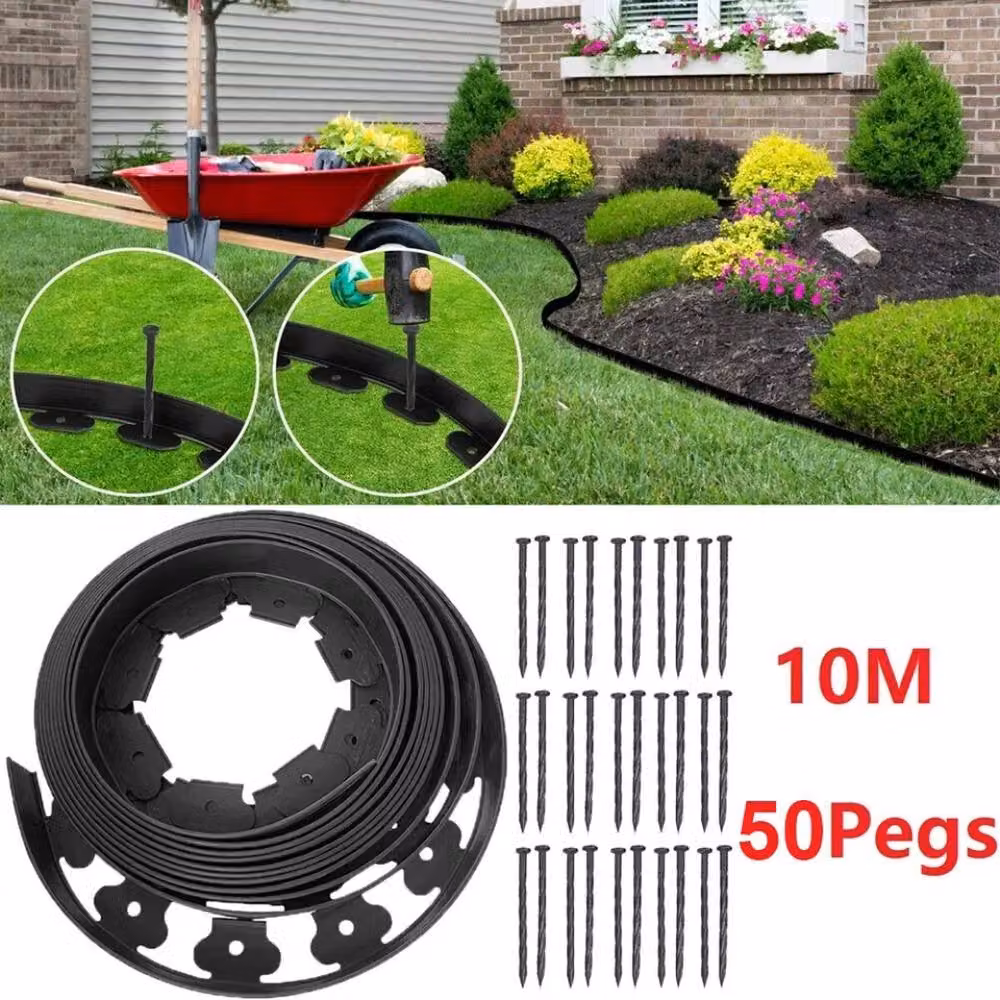 NESTLUNE Heavy Duty Lawn Edging Border in Black with 50 Pegs – 2