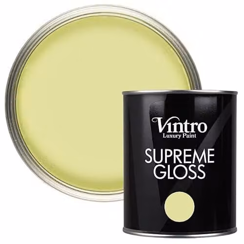 Vintro High Gloss Water Based Paint for Wood and Walls, Citron Yellow/Green, 1 Litre