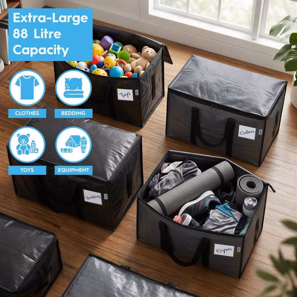 Harbour Housewares Large Heavy Duty Moving Bags, 90L, Pack of 6, Black – 4