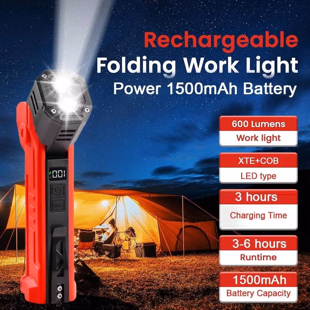 NESTLUNE Red USB Rechargeable COB LED Magnetic Work Light for Car Mechanics – 4