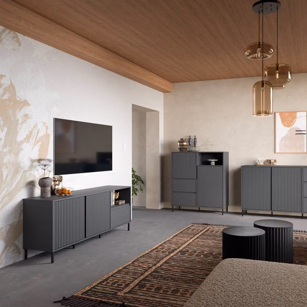 Furniture To Go Avenale Wide TV Cabinet with 2 Doors and 1 Drawer in Anthracite Grey – 5
