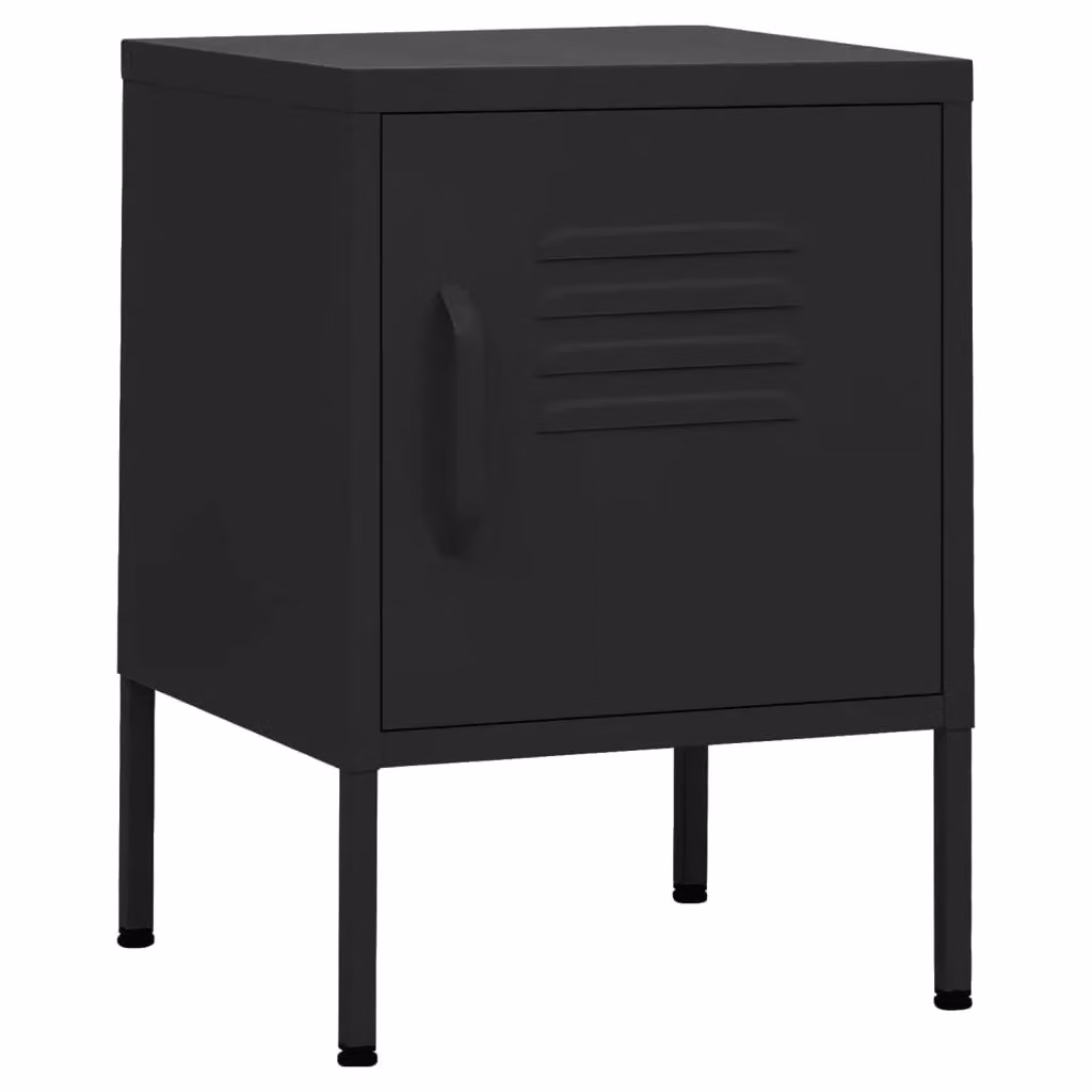 Berkfield Home Modern Black Metal Nightstand W/D/H: 35 x 35 x 51 cm – 2