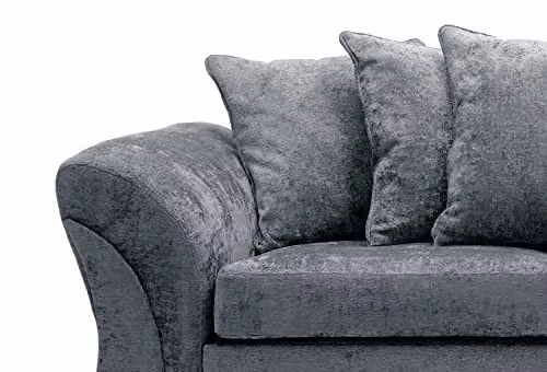 Abakus Direct Farrow 3 Seater Sofa in Grey Crushed Chenille Fabric – 4