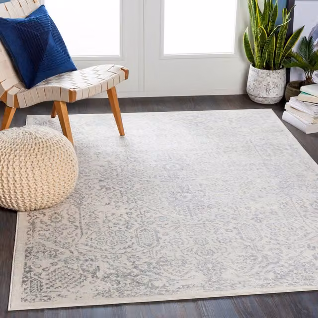 Livabliss Roma Vintage Boho Rectangular Rug in Grey and White, W: 120 cm, L: 170 cm
