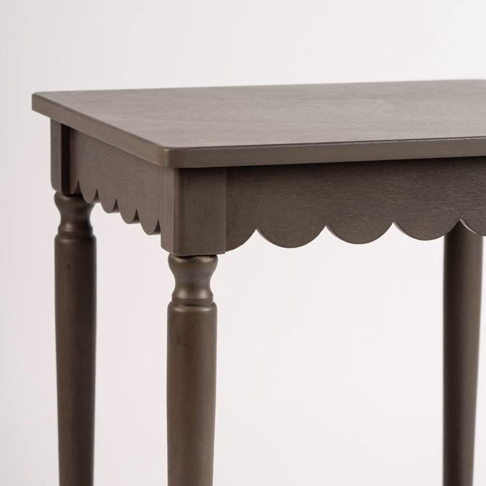 Scottish Everlastings Ltd Olive Brown Scalloped Edge Wood Side Table W/D/H: 38.0 x 38.0 x 58.0 cm – 3