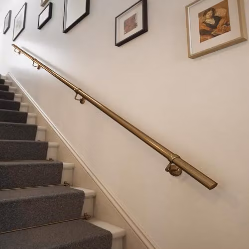 Forgeworks Steel Wall Mounted Staircase Handrail Kit in Antique Brass
