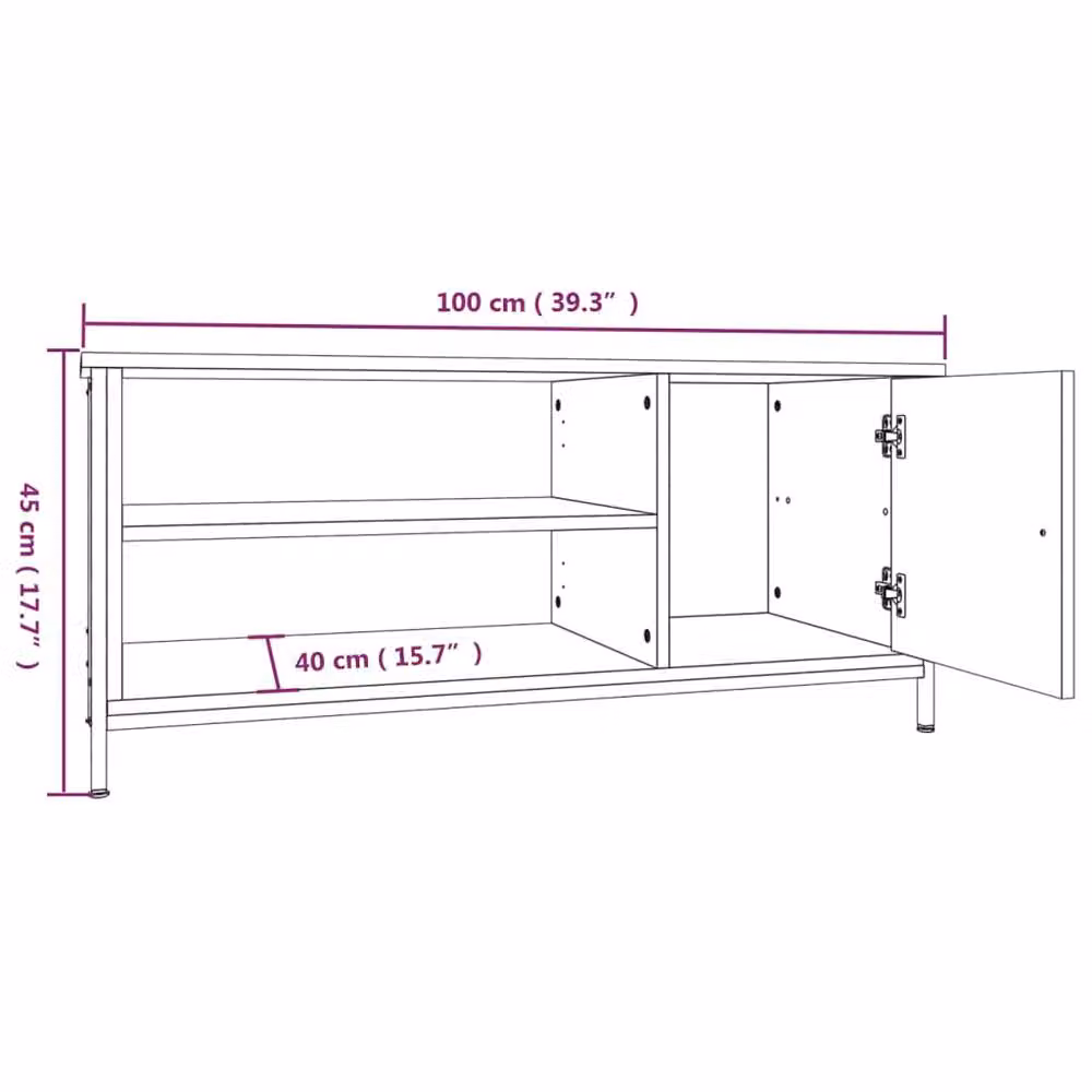 Berkfield Home Smoked Oak TV Cabinet in Brown, W/D/H: 100 x 40 x 45 cm – 5