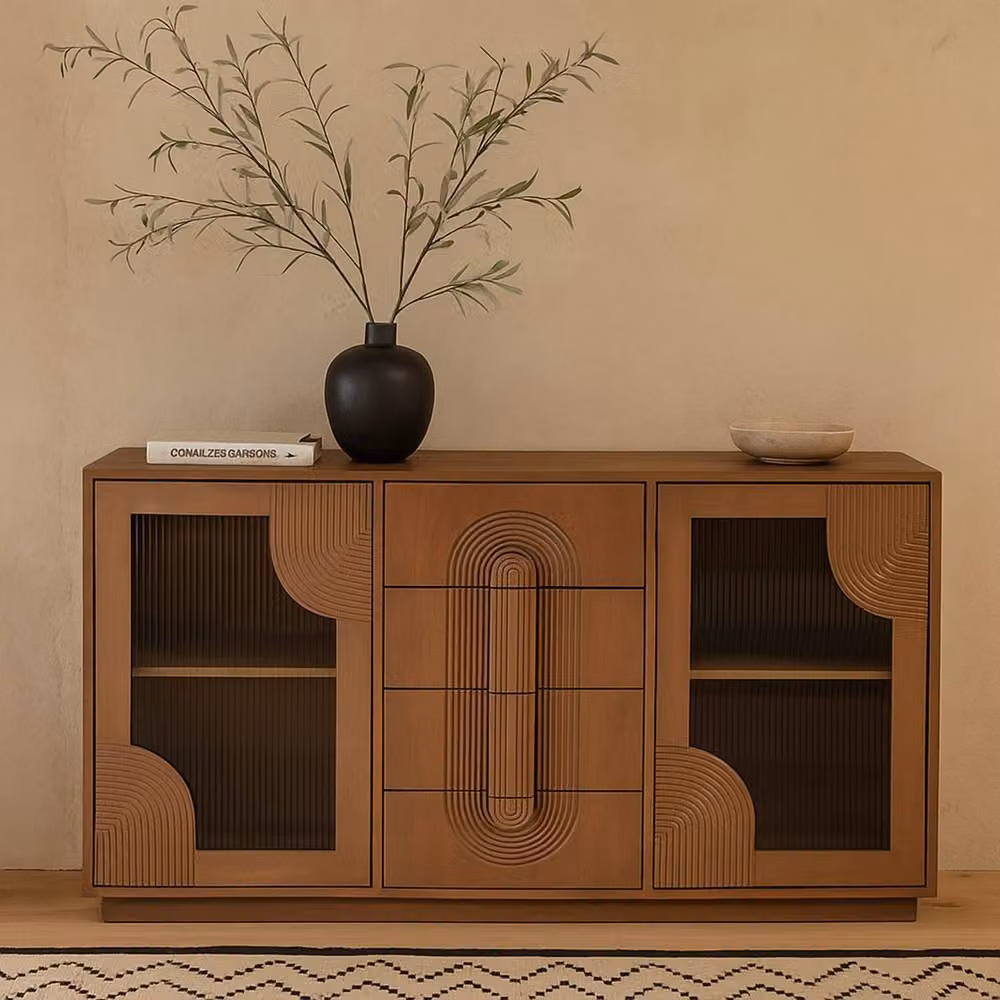 Wyld Haus New Mexico Mango Wood Sideboard in Brown with 4 Drawers and 2 Doors, W/D/H: 150 x 40 x 85 cm – 2