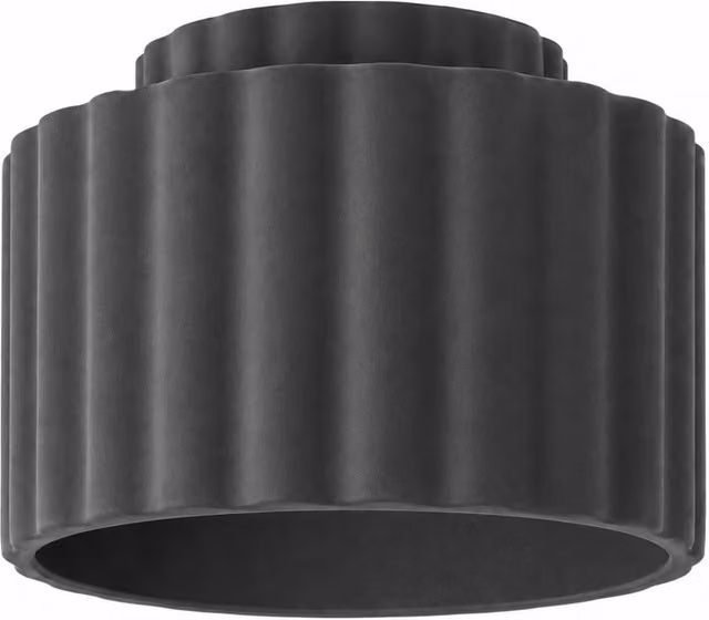 ValueLights Pablo Ribbed Ceramic Flush Ceiling Light in Blue
