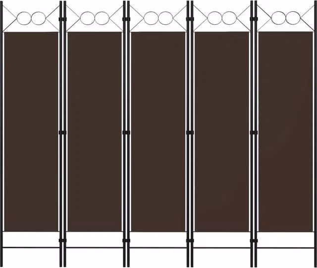 Berkfield Home 5-Panel Modern Room Divider in Brown, W/H: 200 x 180 cm