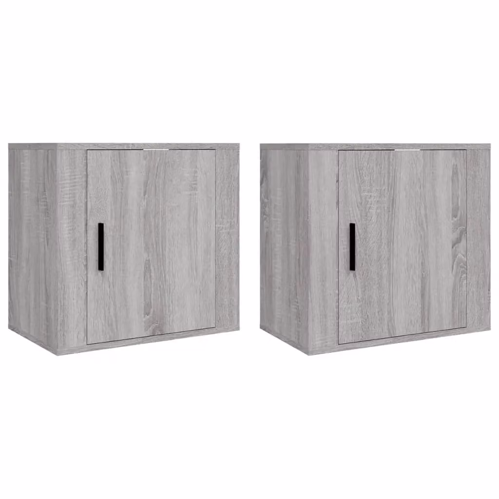 Berkfield Home Wall-mounted Bedside Cabinets, 2 Pack, Grey Sonoma, W: 50 cm, D: 30 cm, H: 47 cm – 1