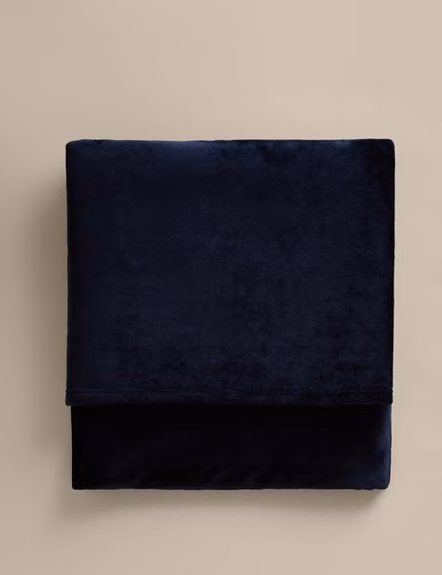 M&S Navy Blue Fluffy Soft Fleece Throw