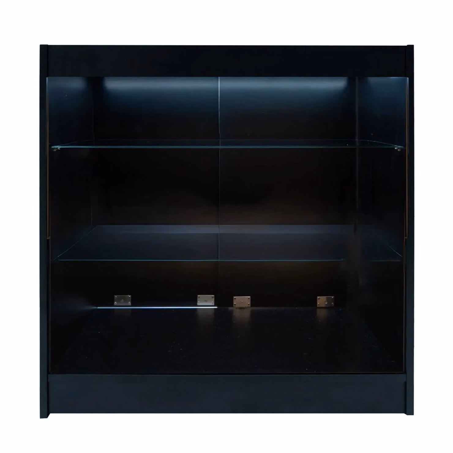 Monstershop K900 LED Retail Shop Counter in Black with Glass Doors and Integrated Lighting – 3