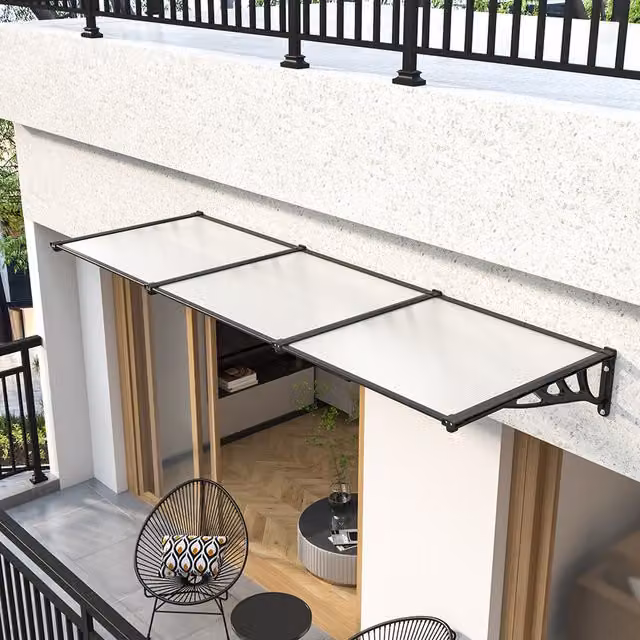 Livingandhome Black Door Canopy Awning, Width: 270 cm