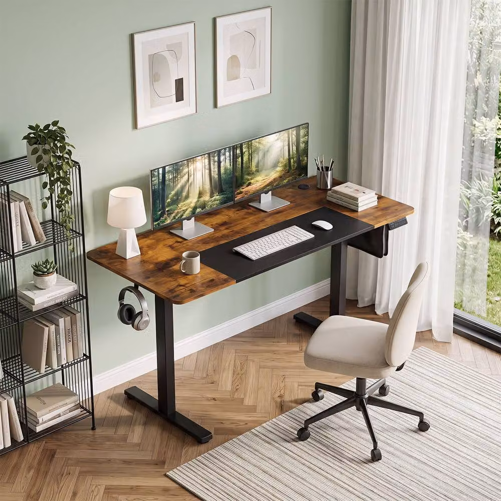Gymax Height Adjustable Electric Standing Desk in Brown – 3
