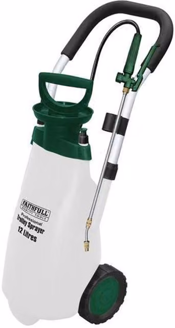 Faithfull Professional Manual Pressure Trolley Sprayer with Viton Seals, 12L, Grey