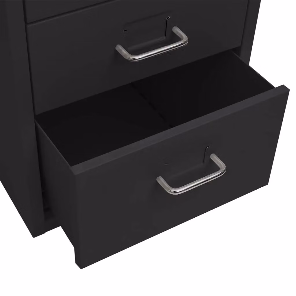 Berkfield Home Mobile Metal File Cabinet in Black, W/D/H: 28 x 41 x 69 cm – 3
