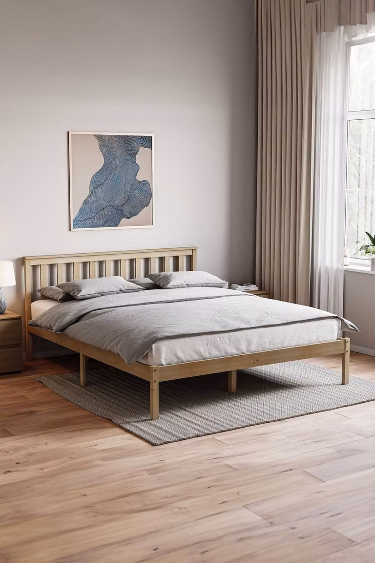 HD Designs Milan King Size Solid Pine Wooden Bed Frame, Brown, H 205.0 cm x W 159.5 cm x D 82.0 cm