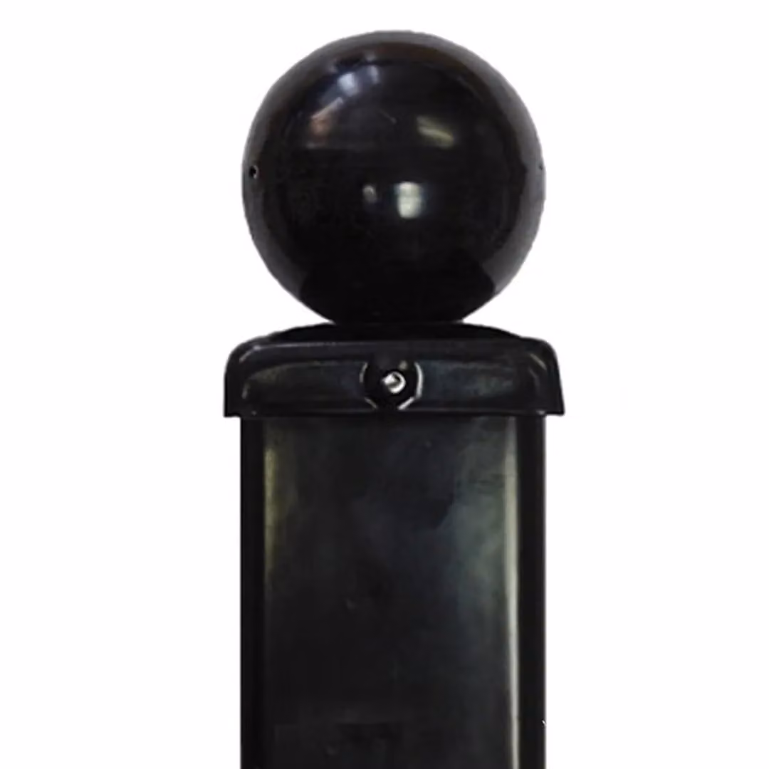 Burbage Iron Craft Square Ball Top Bolt-Down Post in Black Steel, H 500 x W 50 x D 50 mm – 2