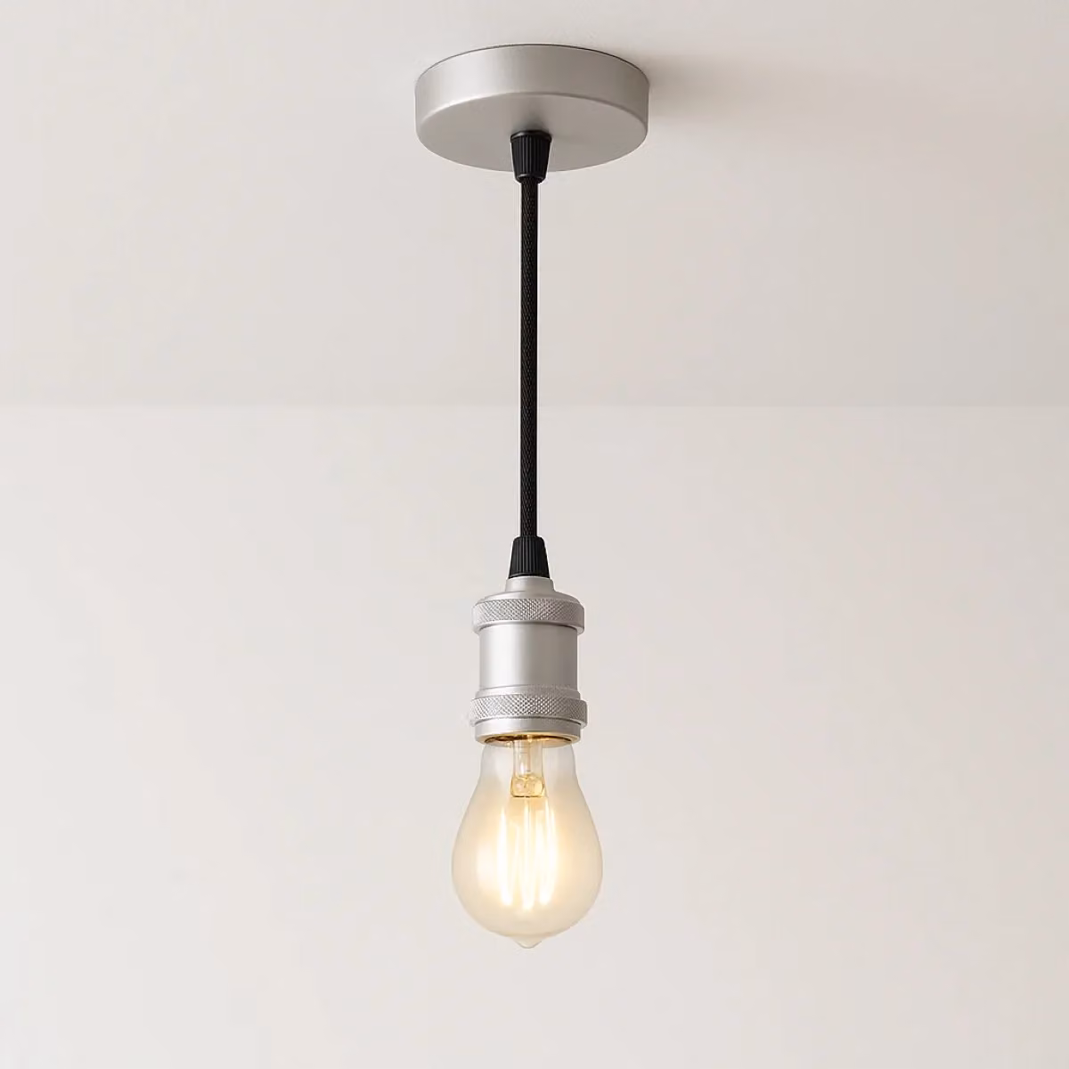CGC Lighting Cassie Adjustable E27 Ceiling Pendant with Matching Ceiling Rose in Satin Silver – 2