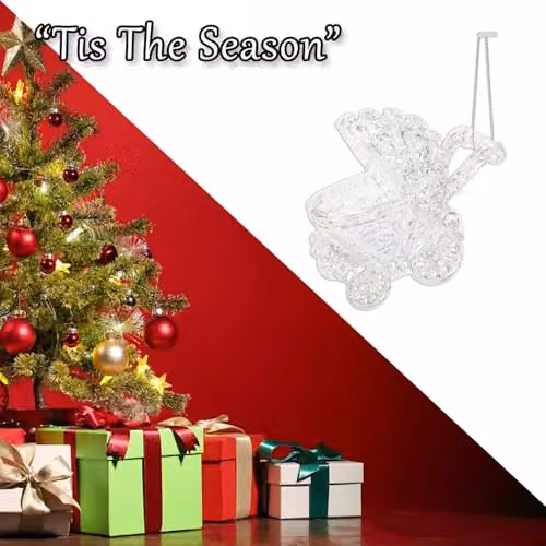 VFM e-Store Iridescent Acrylic Pram Christmas Tree Ornament, Clear, 10 cm – 5