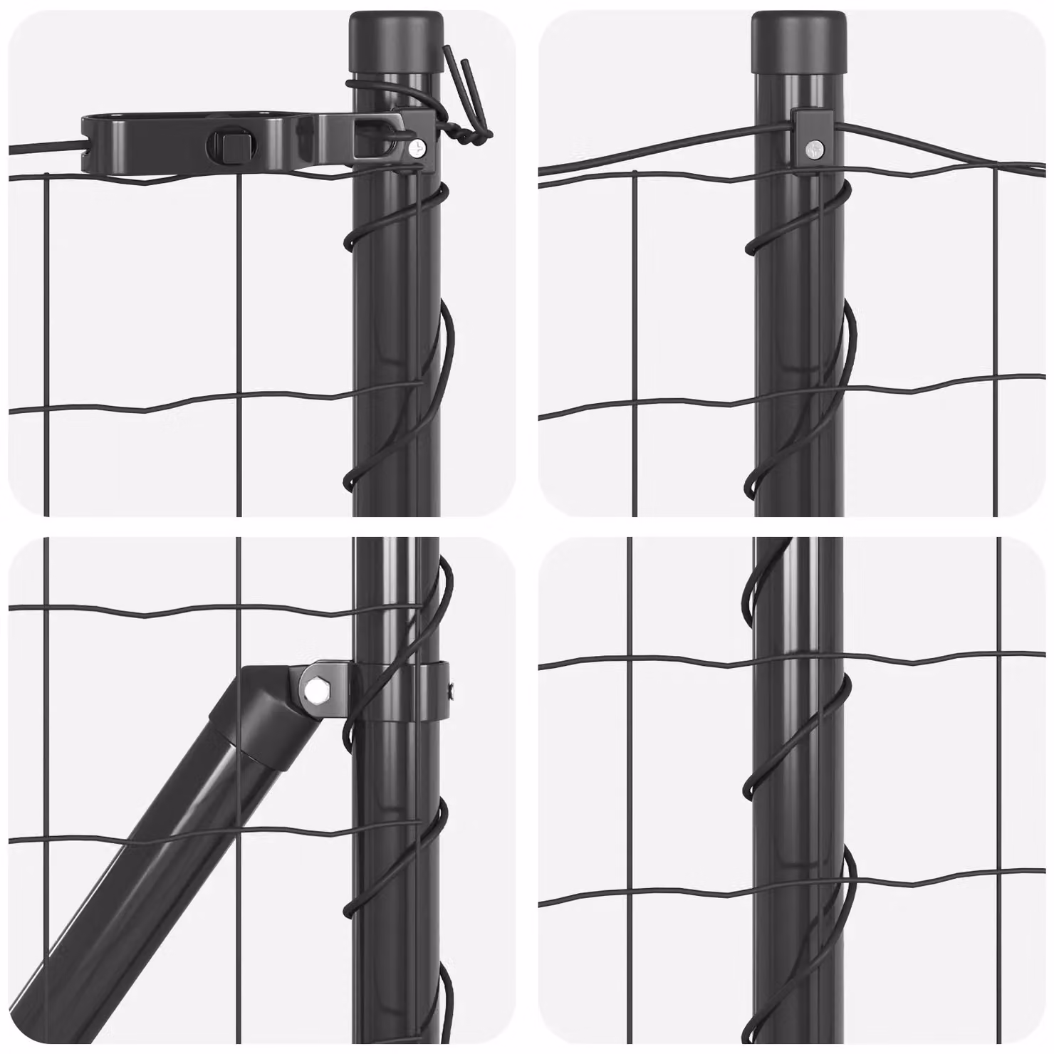 Berkfield Home Euro Fence with 7 Flanged Posts, Grey Galvanised Steel, 0.8 x 10 m – 5