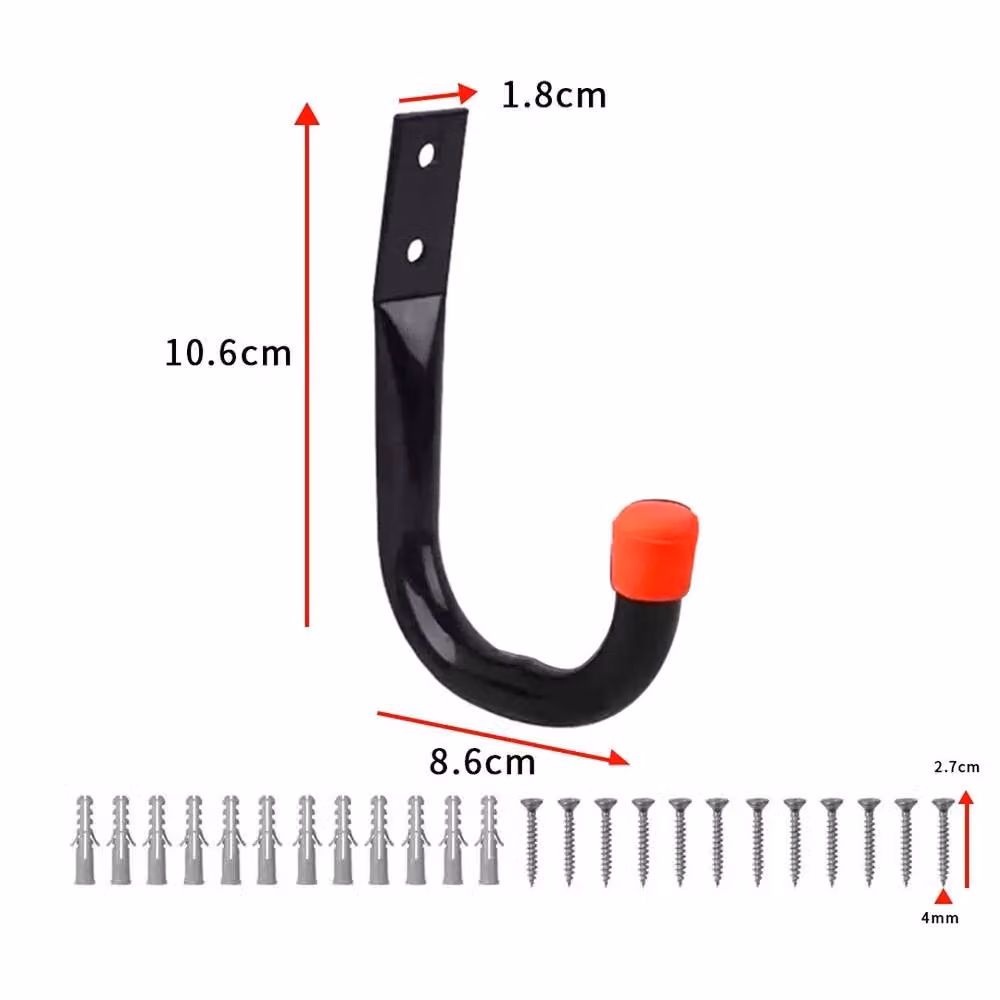VOGREX 6 Heavy Duty Steel Wall Mounted Garage Storage Hooks in Black – 2