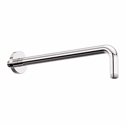 Nes Home Round Wall Mounted Brass Shower Arm in Silver, 380mm