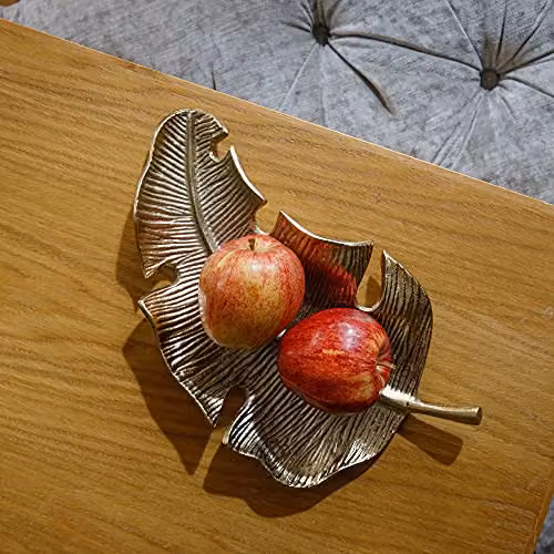 Artesa Gold Floral Cast Aluminium Serving Platter, W: 33 cm, D: 18.5 cm – 2
