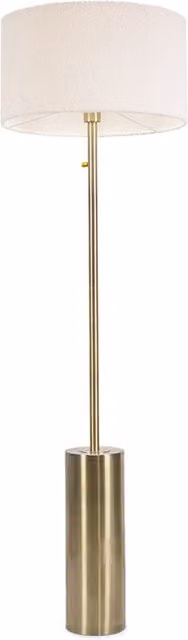 Lexy Dimmable Floor Lamp with Boucle Shade in Antique Brass and Beige
