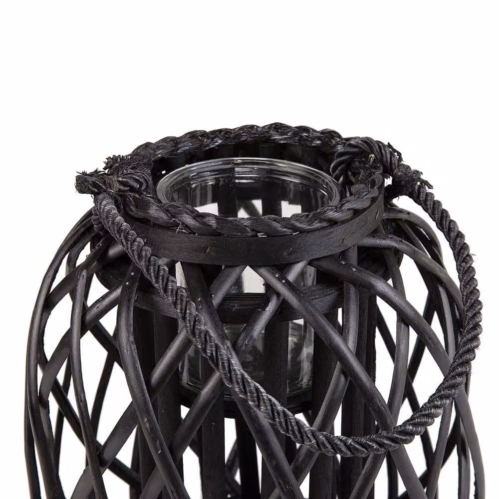 Wyld and Coco Scandinavian Willow Lantern in Black, Diameter: 30 cm – 4