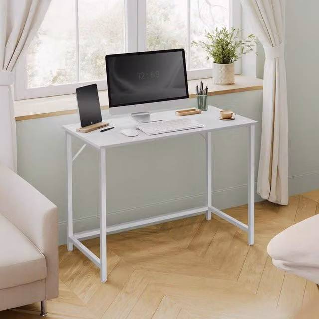 VASAGLE Modern White Computer Desk and Writing Table for Home Office