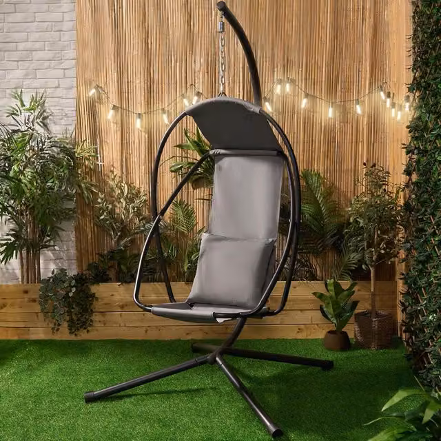OHS Hanging Fabric Egg Swing Chair in Grey