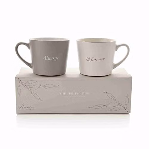 Amore by Juliana Set of 2 Grey and White Stoneware Mugs