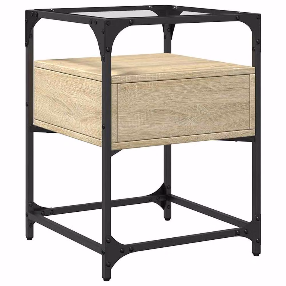 Berkfield Home Bedside Cabinet in Sonoma Oak, Beige, W/D/H: 40 x 40 x 55 cm – 5