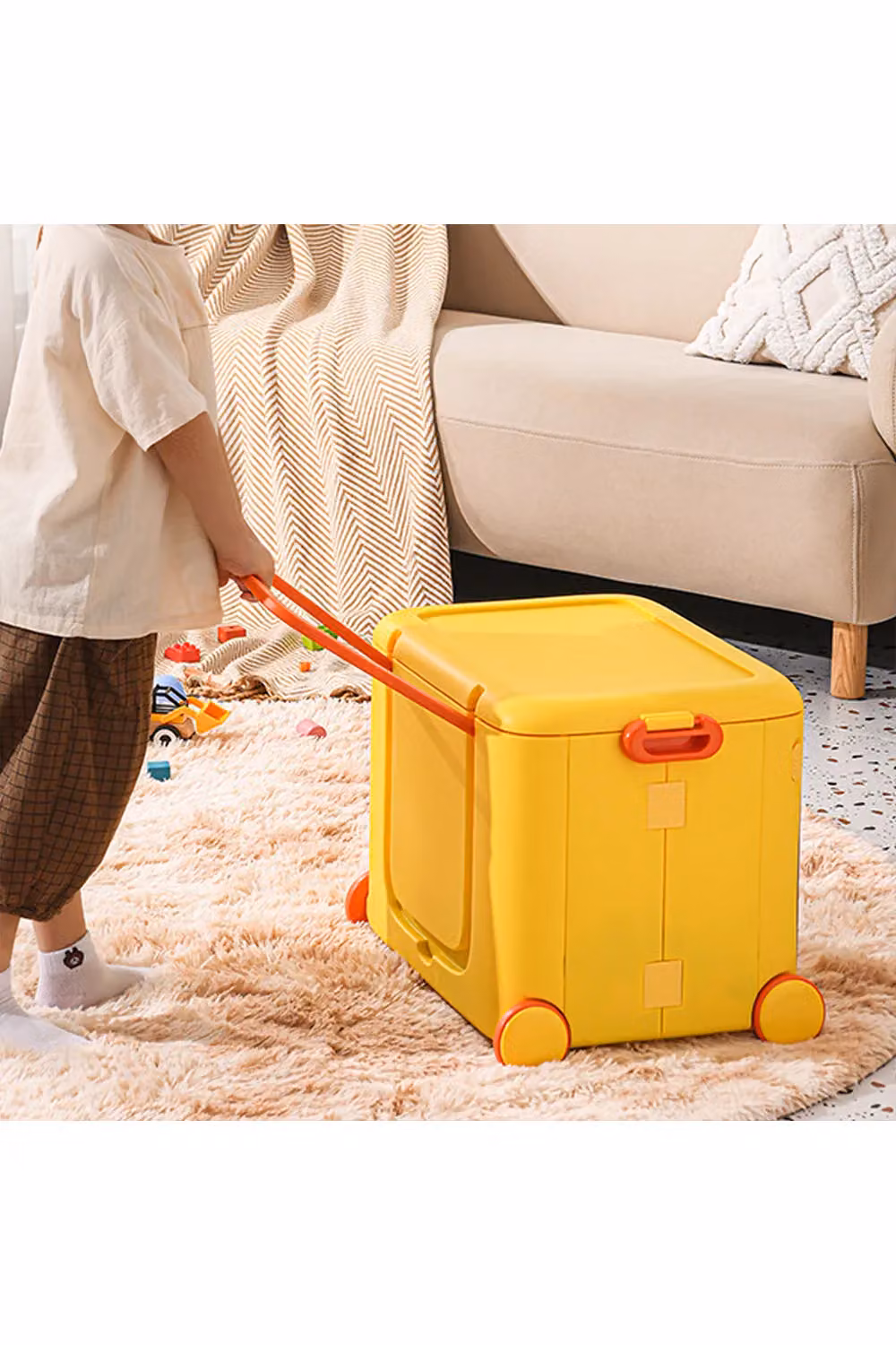 Living and Home Stackable Plastic Storage Bins with Wheels and Collapsible Design in Yellow – 2