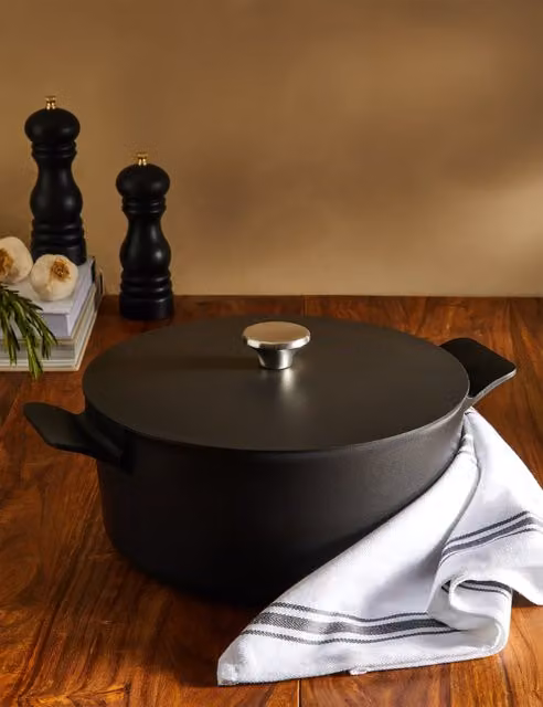 M&S Cast Aluminium Non-Stick Casserole Dish, 7L, Charcoal Grey