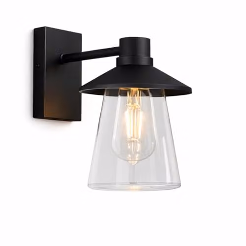 CGC Lighting Chester Black Outdoor Wall Lantern with Transparent Glass Diffuser, E27, IP54 – 2