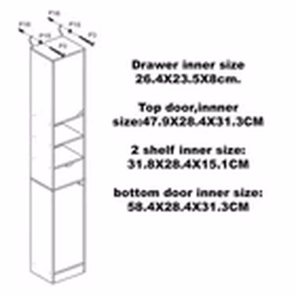 Havendro Modern Grey Wooden Tall 2 Door Bathroom Storage Cabinet with Internal Shelves H 170 x W 29 x D 35 cm – 2