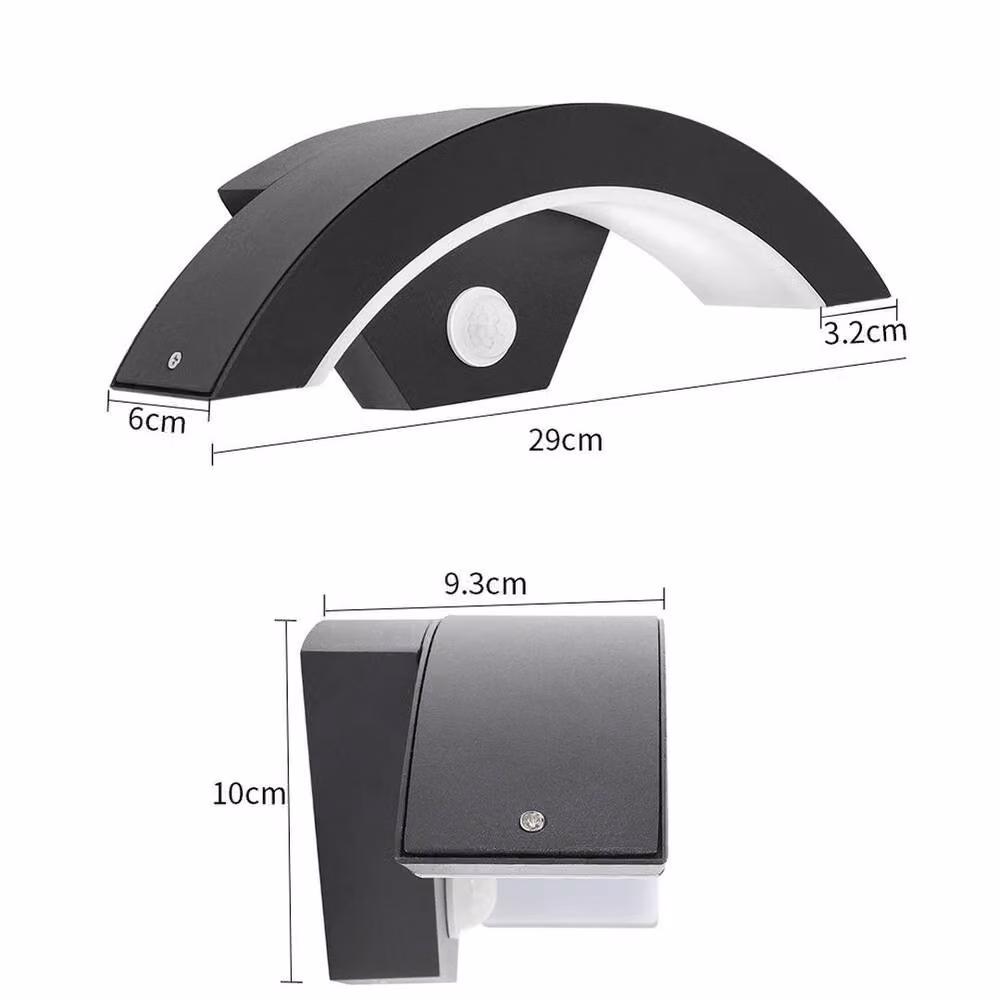 KORVIXA Modern Black Outdoor LED Wall Light with Motion Sensor, Warm White 12W – 2